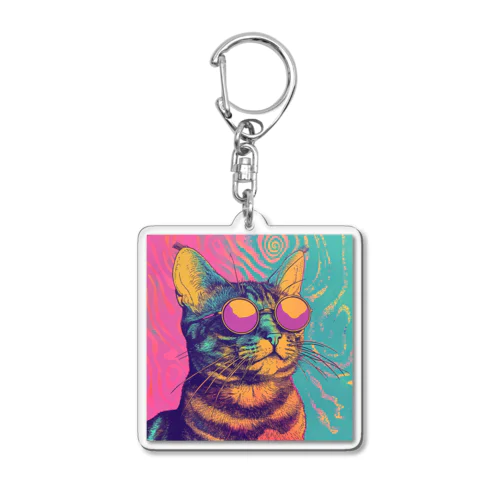 サイケデリック・ドリーム・キャット Acrylic Key Chain