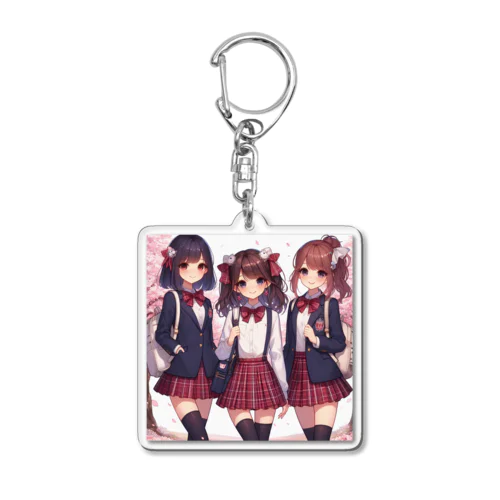 AIが作った可愛い制服の女の子 Acrylic Key Chain