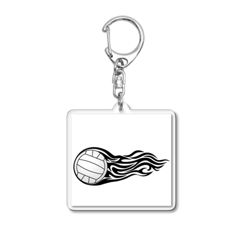 火を纏ったバレーボールの瞬間 Acrylic Key Chain