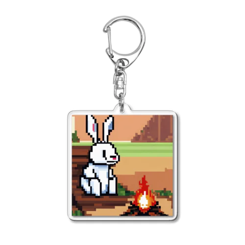 焚火をしているウサギ Acrylic Key Chain
