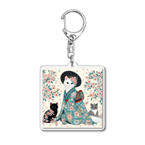 和風着物猫 Acrylic Key Chain