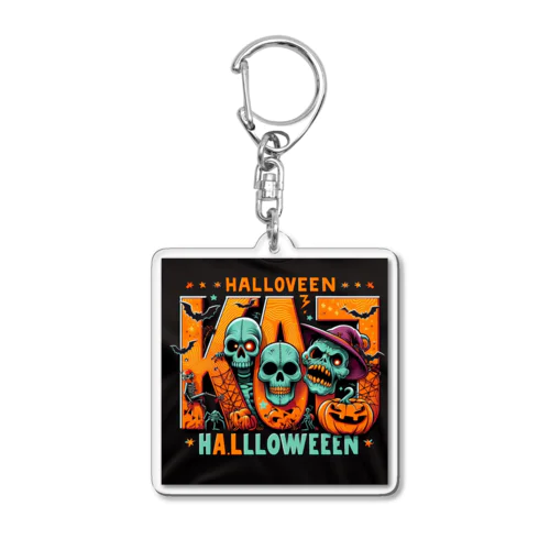 おしゃれでユニークなハロウィンの風景が広がります Acrylic Key Chain