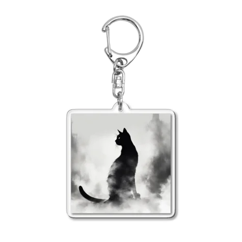 謎めいたモノクロねこ Acrylic Key Chain