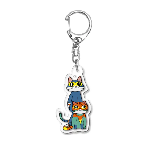 猫アート Acrylic Key Chain