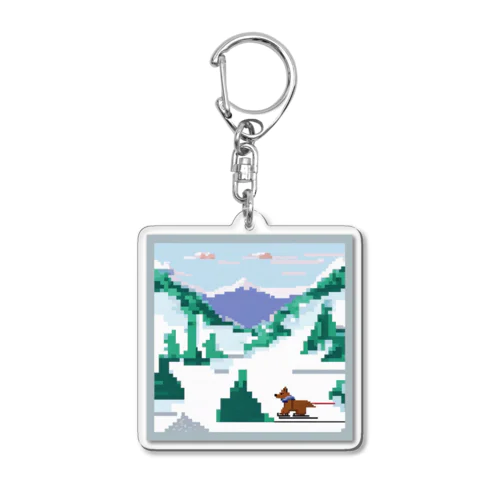 スキーをしている犬 Acrylic Key Chain