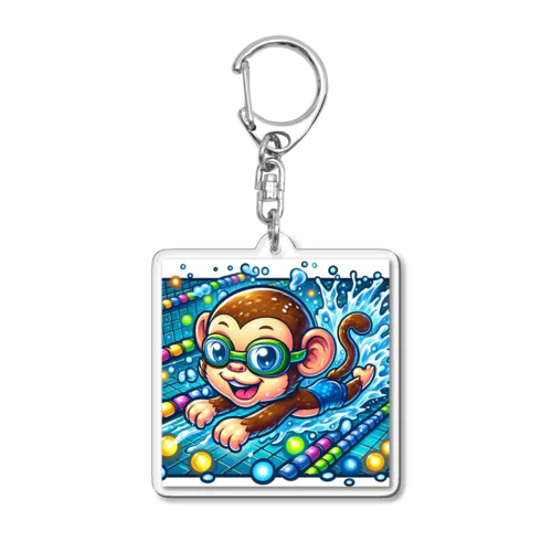 Swimming monkey Acrylic Key Chain