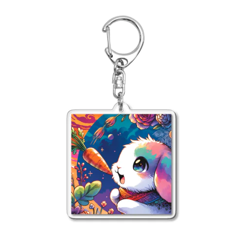 にんじんを食べてるウサギ2 Acrylic Key Chain