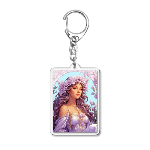 ライラックの花の妖精・精霊の少女の絵画 Acrylic Key Chain