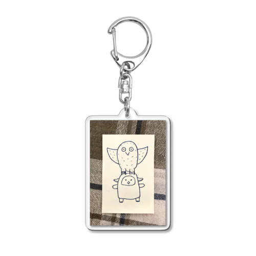 羊かまぼこマンとフクロウ Acrylic Key Chain