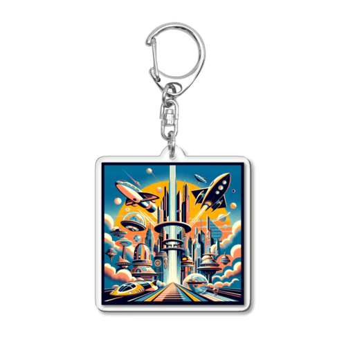 過去の未来観　retro-futurism design01 Acrylic Key Chain