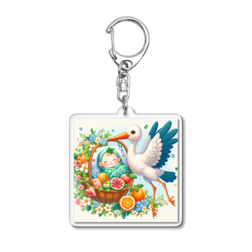 幸せを呼ぶコウノトリ2/Stork of Happiness2 Acrylic Key Chain