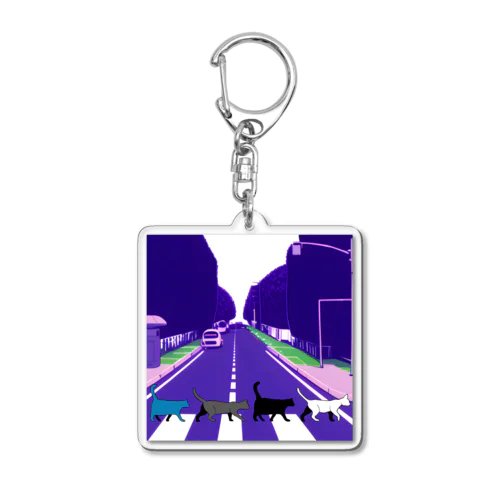 猫 アビーロード風 Acrylic Key Chain