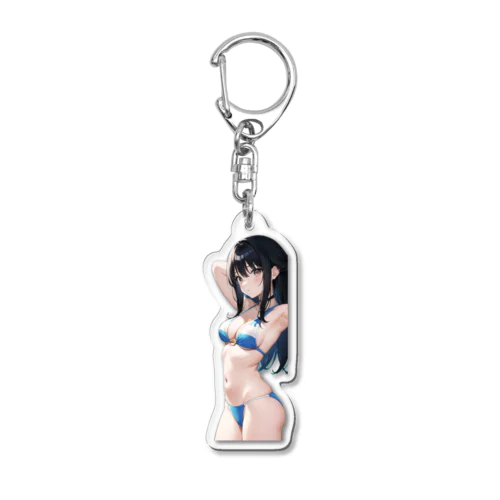 黒髪水着美少女 Acrylic Key Chain