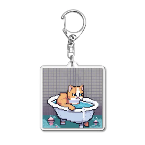 お風呂に入るボス猫 Acrylic Key Chain