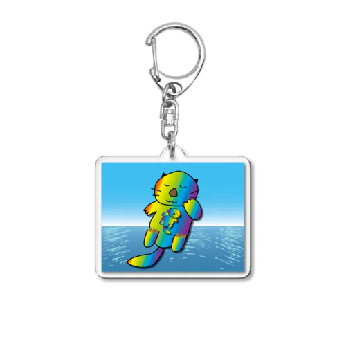 【レインボーカラー】おねんね海獺(ラッコ)親子 Acrylic Key Chain