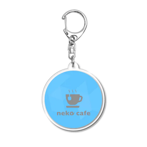 neko cafe（ブルー）デザインイラスト Acrylic Key Chain