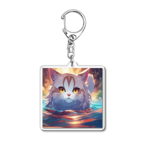 泳ぐ猫 Acrylic Key Chain