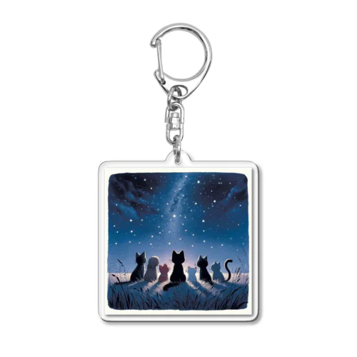 星降る夜、猫たちの願い事 Acrylic Key Chain