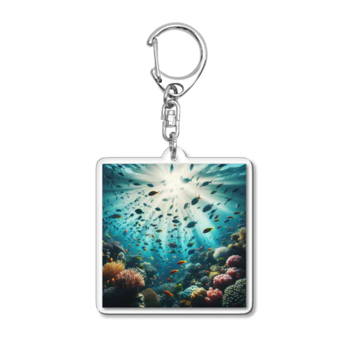 幻想的な海の中の魚たち Acrylic Key Chain