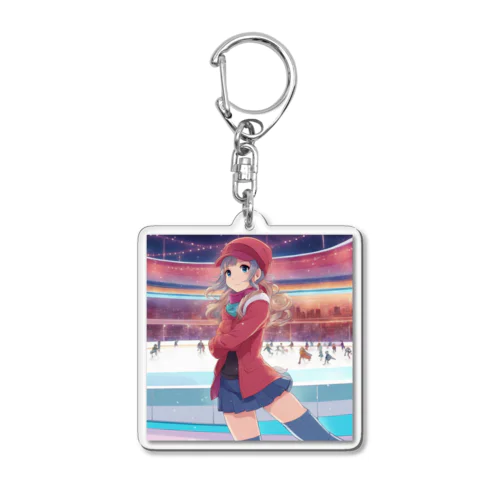 スケートをする女性 Acrylic Key Chain