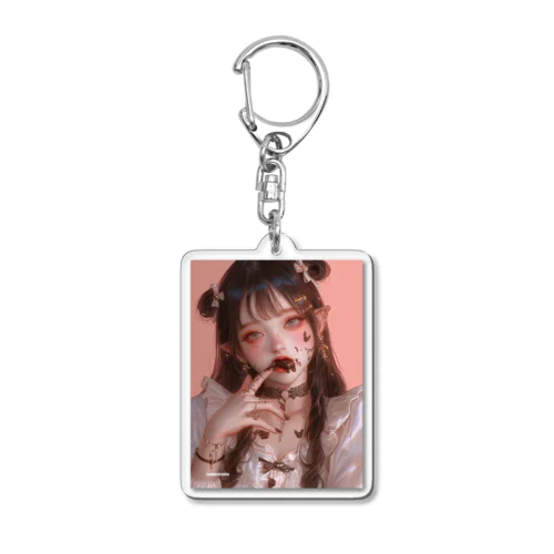 チョコを咥えるエルフ美女 Acrylic Key Chain