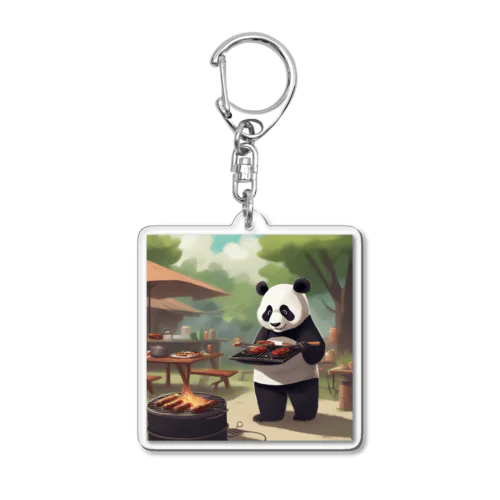 「食欲をそそるパンダが食事を運びます！」 Acrylic Key Chain