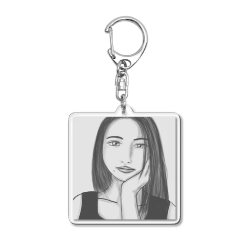 Monotone Girl Acrylic Key Chain