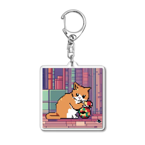 ひとり遊びを楽しむ猫 Acrylic Key Chain