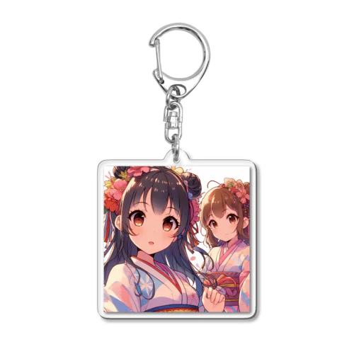 和服が似合う美人姉妹 Acrylic Key Chain