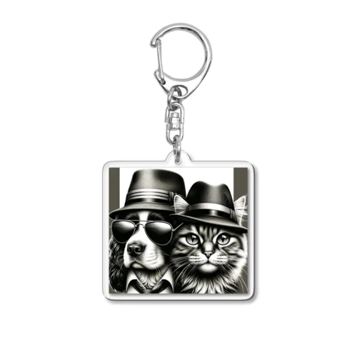 ゴッドファーザーな犬と猫 Acrylic Key Chain