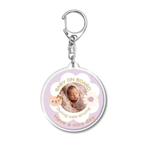 ナチュラルカラーBABY ON BOARD Acrylic Key Chain