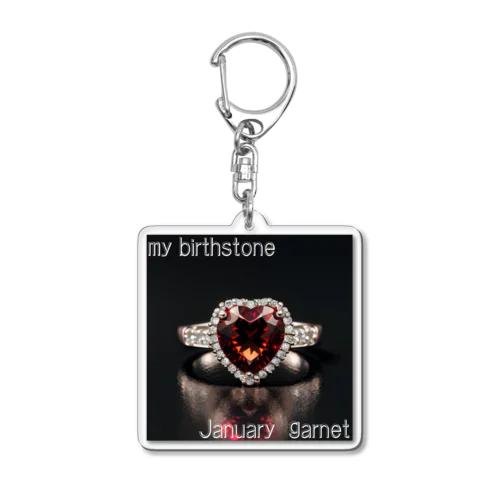 Birthstone/heart-shaped ring/January Acrylic Key Chain