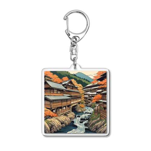 日本の風景、温泉街　Japanese hot spring town Acrylic Key Chain