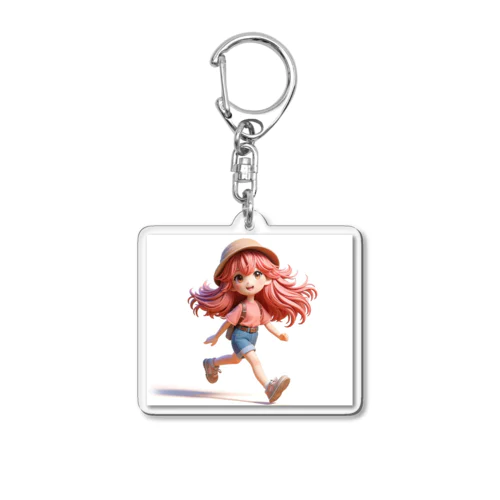 一緒に冒険する明るく可愛い少女！ Acrylic Key Chain