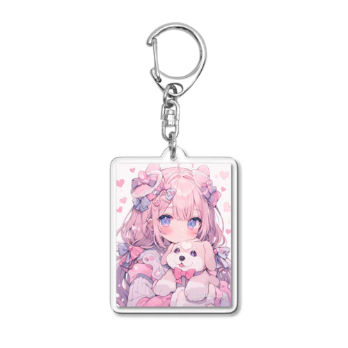 ゆめかわ☆かわいい愛犬と女の子♡byうたたんaiアート Acrylic Key Chain