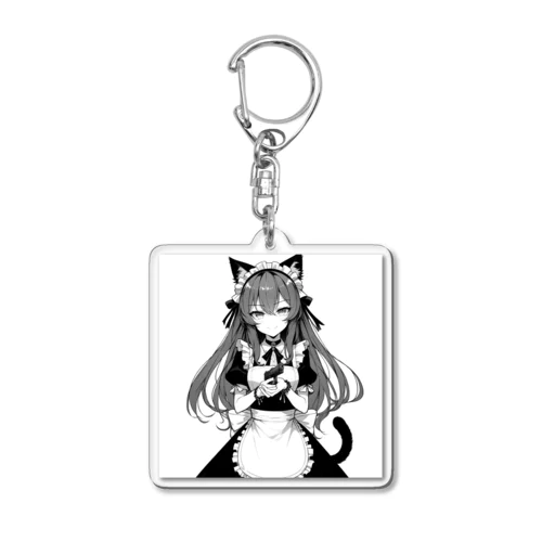 闘う猫メイド（ハンドガン） Acrylic Key Chain