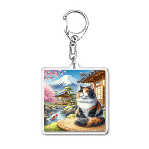 ネコ＆富士山 Acrylic Key Chain