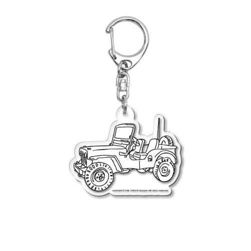 Jeep イラスト ライン画 Acrylic Key Chain