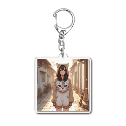 猫パーカーの女の子(16) Acrylic Key Chain