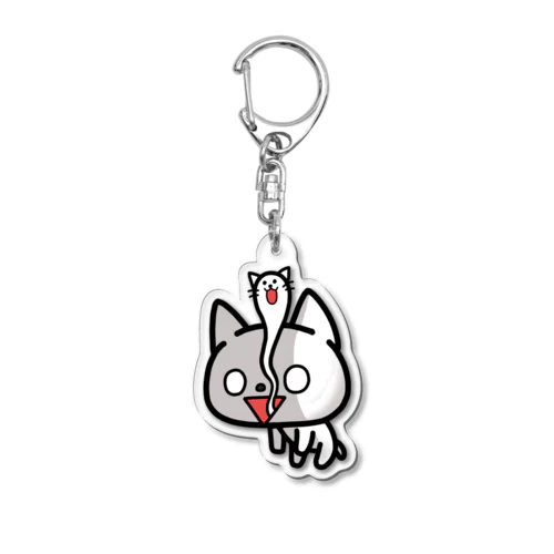 口から魂（猫） Acrylic Key Chain