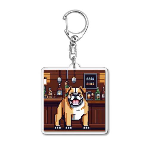 バーに来たブルドッグ Acrylic Key Chain