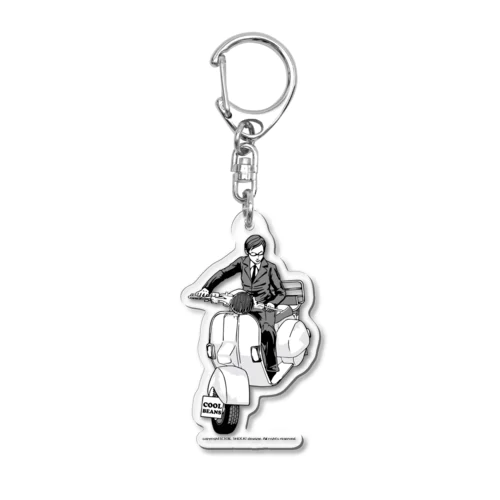 クラシックスクーターに乗る男性 Acrylic Key Chain