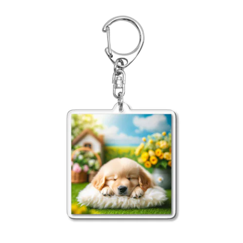 ゴールデンの子犬 Acrylic Key Chain