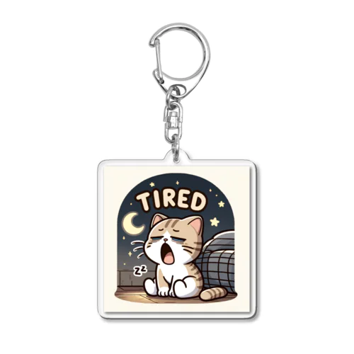 Tired cat7 Acrylic Key Chain