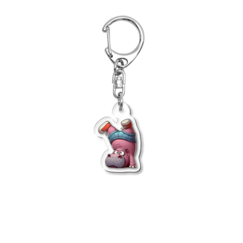 逆さまのカバ Acrylic Key Chain