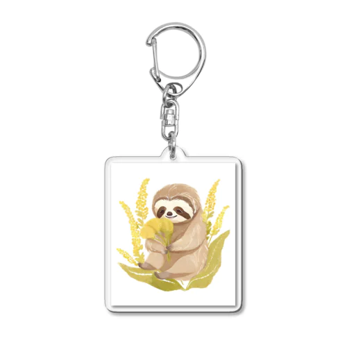 ミモザをもったナマケモノ Acrylic Key Chain