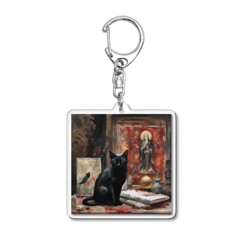 絵画風の黒猫🐈‍⬛ Acrylic Key Chain