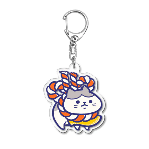 usamusiのねじねじ紅白ねこ Acrylic Key Chain