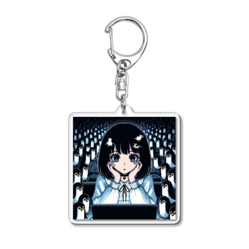 インターネットに夢中な女の子 Acrylic Key Chain