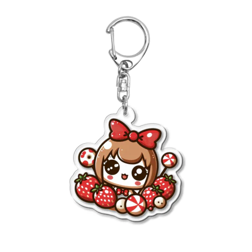 可愛らしい苺のデザイン Acrylic Key Chain